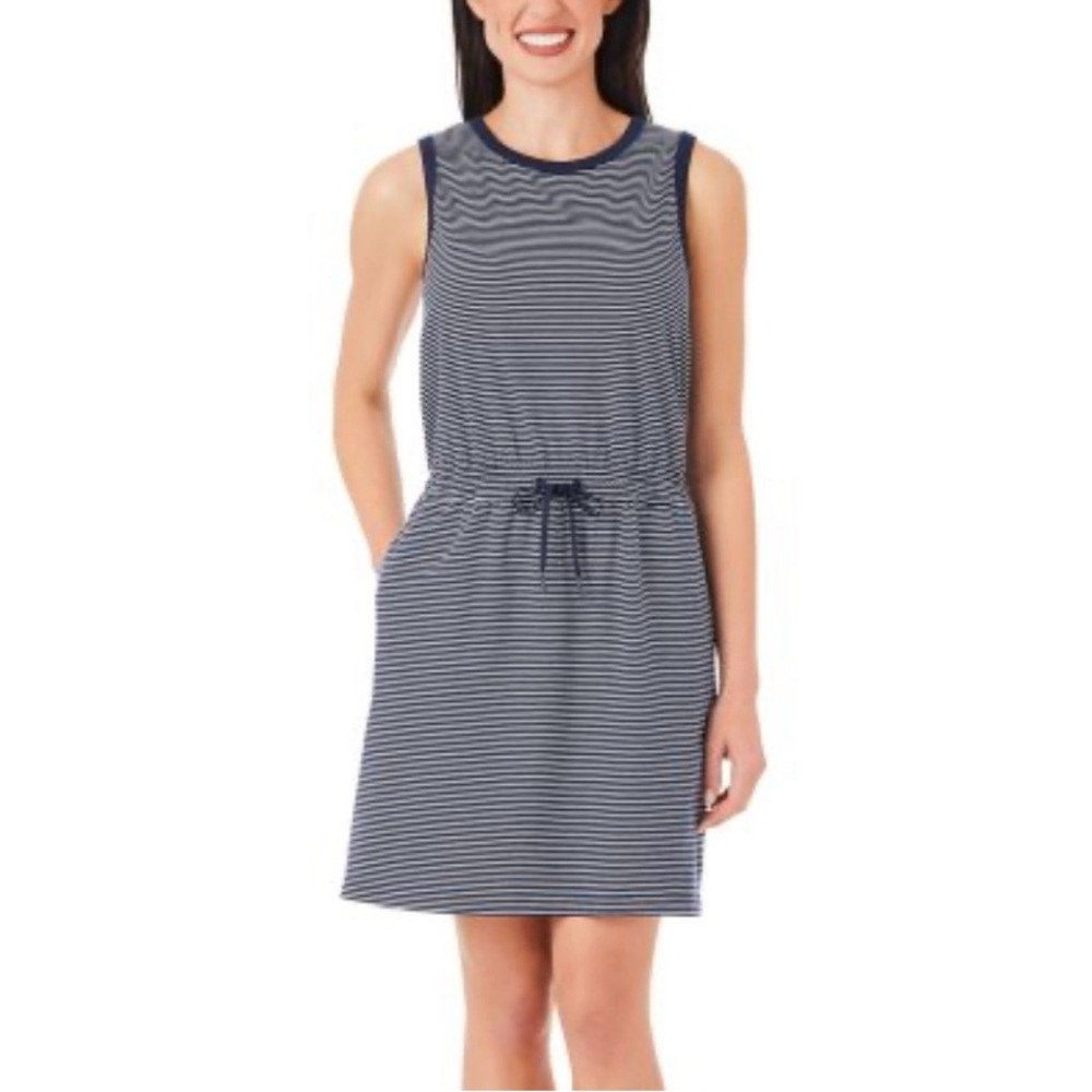 New Member's Mark Women's Navy Tank Dress Striped Sleeveless Dress size Large